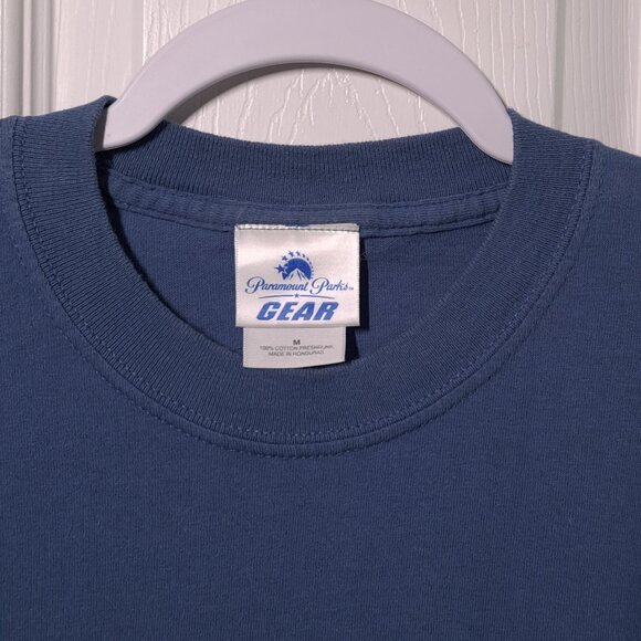 Kings Island: The Italian Job Stunt Track Roller Coaster USED Shirt (M, Blue) - Picture 3 of 7